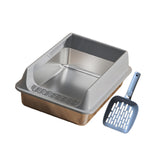 Maxbell Stainless Steel Cat Litter Box Convenient Detachable Non Stick Bottom Sturdy Gray Large