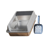 Maxbell Stainless Steel Cat Litter Box Convenient Detachable Non Stick Bottom Sturdy Gray Large