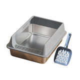 Maxbell Stainless Steel Cat Litter Box Convenient Detachable Non Stick Bottom Sturdy Gray Large