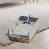 Maxbell Stainless Steel Cat Litter Box Convenient Detachable Non Stick Bottom Sturdy Gray Large
