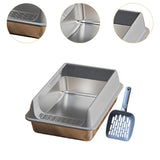 Maxbell Stainless Steel Cat Litter Box Convenient Detachable Non Stick Bottom Sturdy Gray Large