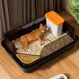 Maxbell Cat Litter Box with Scatter Shield Open Top for Kitten Rabbit Small Animals
