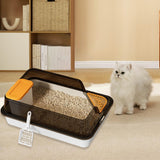 Maxbell Cat Litter Box with Scatter Shield Open Top for Kitten Rabbit Small Animals