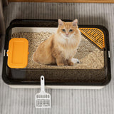 Maxbell Cat Litter Box with Scatter Shield Open Top for Kitten Rabbit Small Animals