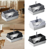Maxbell Portable Stainless Steel Cats Litter Pan and Scooper Easy to Clean for Big Cats Deep Gray