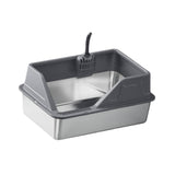 Maxbell Portable Stainless Steel Cats Litter Pan and Scooper Easy to Clean for Big Cats Deep Gray