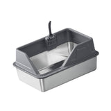 Maxbell Portable Stainless Steel Cats Litter Pan and Scooper Easy to Clean for Big Cats Deep Gray