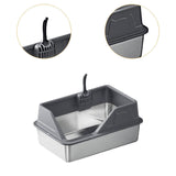 Maxbell Portable Stainless Steel Cats Litter Pan and Scooper Easy to Clean for Big Cats Deep Gray