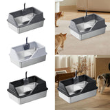 Maxbell Portable Stainless Steel Cats Litter Pan and Scooper Easy to Clean for Big Cats Deep Gray