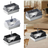 Maxbell Portable Stainless Steel Cats Litter Pan and Scooper Easy to Clean for Big Cats Deep Gray