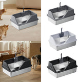 Maxbell Portable Stainless Steel Cats Litter Pan and Scooper Easy to Clean for Big Cats Deep Gray
