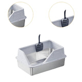 Maxbell Portable Stainless Steel Cats Litter Pan and Scooper Easy to Clean for Big Cats Light Gray
