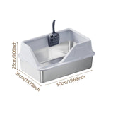 Maxbell Portable Stainless Steel Cats Litter Pan and Scooper Easy to Clean for Big Cats Light Gray