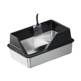 Maxbell Portable Stainless Steel Cats Litter Pan and Scooper Easy to Clean for Big Cats Black