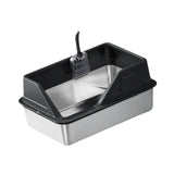 Maxbell Portable Stainless Steel Cats Litter Pan and Scooper Easy to Clean for Big Cats Black