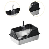 Maxbell Portable Stainless Steel Cats Litter Pan and Scooper Easy to Clean for Big Cats Black