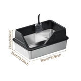 Maxbell Portable Stainless Steel Cats Litter Pan and Scooper Easy to Clean for Big Cats Black