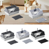 Maxbell Cat Litter Tray with Raised Edges Splashproof Large Capacity Include Scooper Deep Gray