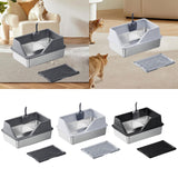 Maxbell Cat Litter Tray with Raised Edges Splashproof Large Capacity Include Scooper Deep Gray