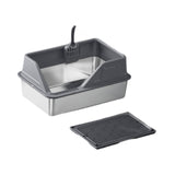 Maxbell Cat Litter Tray with Raised Edges Splashproof Large Capacity Include Scooper Deep Gray