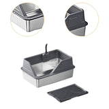 Maxbell Cat Litter Tray with Raised Edges Splashproof Large Capacity Include Scooper Deep Gray