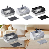 Maxbell Cat Litter Tray with Raised Edges Splashproof Large Capacity Include Scooper Deep Gray