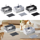 Maxbell Cat Litter Tray with Raised Edges Splashproof Large Capacity Include Scooper Deep Gray