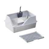 Maxbell Cat Litter Tray with Raised Edges Splashproof Large Capacity Include Scooper Light Gray