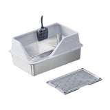 Maxbell Cat Litter Tray with Raised Edges Splashproof Large Capacity Include Scooper Light Gray