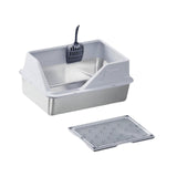 Maxbell Cat Litter Tray with Raised Edges Splashproof Large Capacity Include Scooper Light Gray