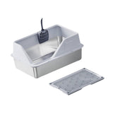 Maxbell Cat Litter Tray with Raised Edges Splashproof Large Capacity Include Scooper Light Gray