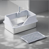 Maxbell Cat Litter Tray with Raised Edges Splashproof Large Capacity Include Scooper Light Gray
