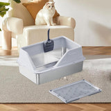 Maxbell Cat Litter Tray with Raised Edges Splashproof Large Capacity Include Scooper Light Gray