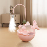 Maxbell Interactive Cat Toy Funny Teaser Rod Tumbler for Indoor Cats Kitten Hunting Pibk