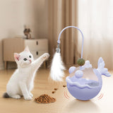 Maxbell Interactive Cat Toy Funny Teaser Rod Tumbler for Indoor Cats Kitten Hunting Violet