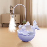 Maxbell Interactive Cat Toy Funny Teaser Rod Tumbler for Indoor Cats Kitten Hunting Violet