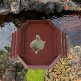 Maxbell Turtle Bathing Pool with Double Ladder Reptile Water Dish for Bearded Dragon Dark Red