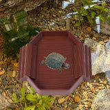 Maxbell Turtle Bathing Pool with Double Ladder Reptile Water Dish for Bearded Dragon Dark Red