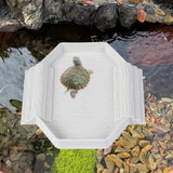 Maxbell Turtle Bathing Pool with Double Ladder Reptile Water Dish for Bearded Dragon Marble White