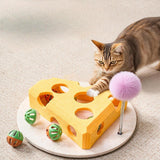 Maxbell Cheese Toy for Cats Cat Teaser Felt Cats Playing Case for Home Ideal Gift Playing Yellow