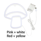 Maxbell Mushroom LED Neon Sign Decorative Neon Light for Party Photo Props Kids Room pink white light