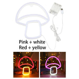 Maxbell Mushroom LED Neon Sign Decorative Neon Light for Party Photo Props Kids Room pink white light