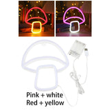 Maxbell Mushroom LED Neon Sign Decorative Neon Light for Party Photo Props Kids Room pink white light