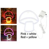 Maxbell Mushroom LED Neon Sign Decorative Neon Light for Party Photo Props Kids Room pink white light