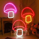 Maxbell Mushroom LED Neon Sign Decorative Neon Light for Party Photo Props Kids Room pink white light