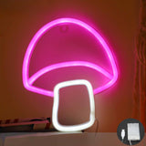 Maxbell Mushroom LED Neon Sign Decorative Neon Light for Party Photo Props Kids Room pink white light
