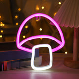 Maxbell Mushroom LED Neon Sign Decorative Neon Light for Party Photo Props Kids Room pink white light