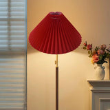 Maxbell Pleated Lampshade Simple Cloth Floor Lamp Shade for Home Dining Room Bedroom Red