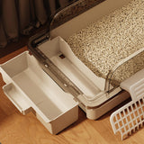 Maxbell Cat Litter Box Portable Cat Litter Container High Side High Sided Litter Pan White