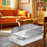 Maxbell Cat Litter Box Portable Cat Litter Container High Side High Sided Litter Pan White